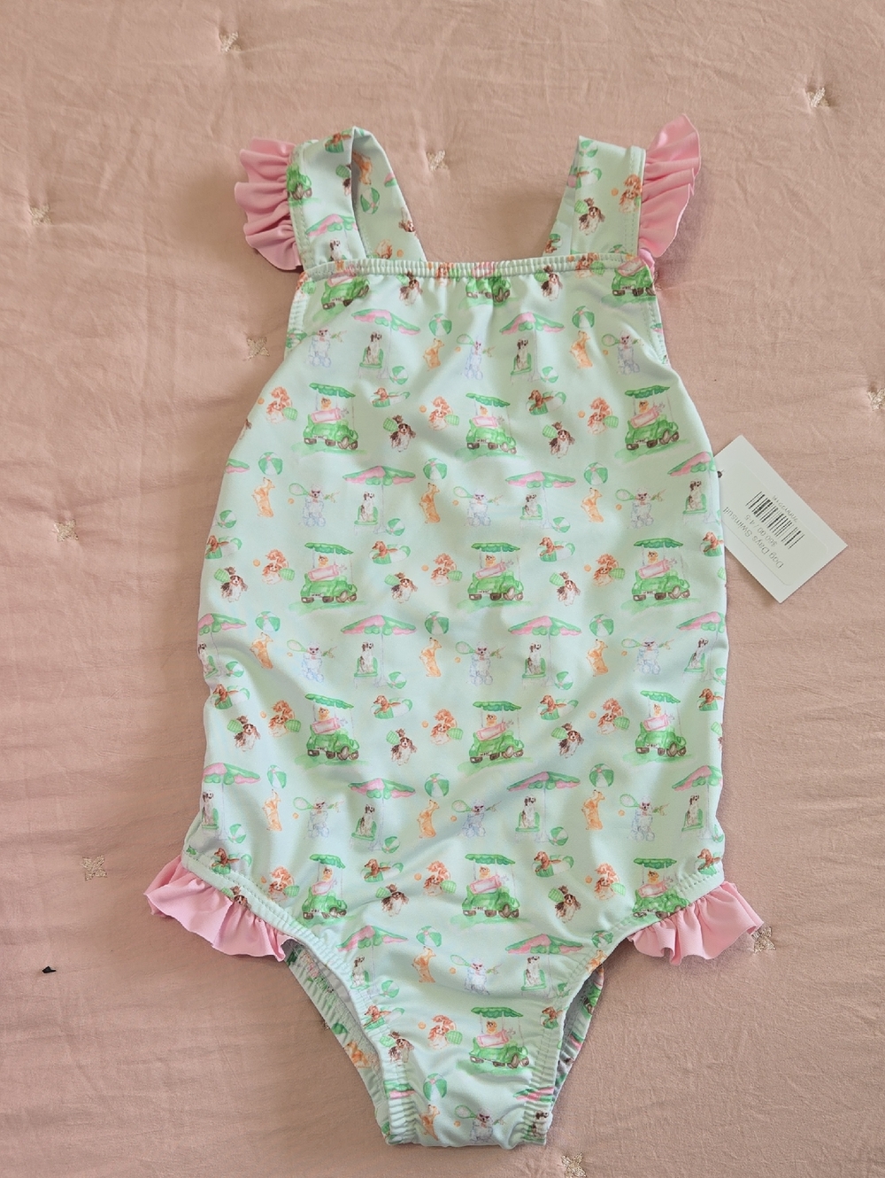 Mint & Pink Ruffle One-Piece Swimsuit